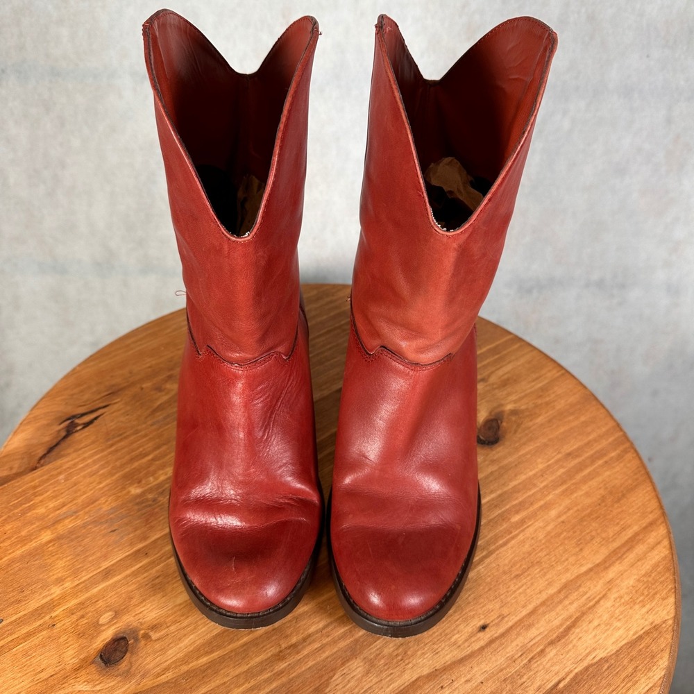 Franco Fortini McKinley2 Booties Womens 8 Red Leather Good Western Block Heel - Picture 3 of 14